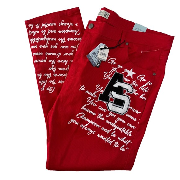 Trestles Supply Co. Other - NWT Trestles Supply Co. Men's Red Jeans, Sz 46, Stretch, Motivational Text